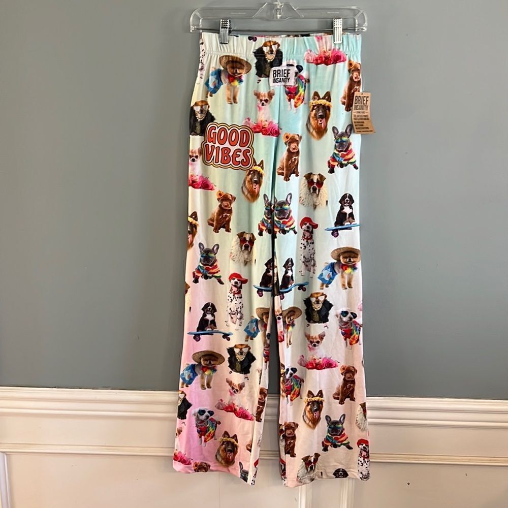 Women’s S “Brief Insanity” Soft Cozy Velvety New Sleep pants PJ’s Dog Lovers - Picture 2 of 15